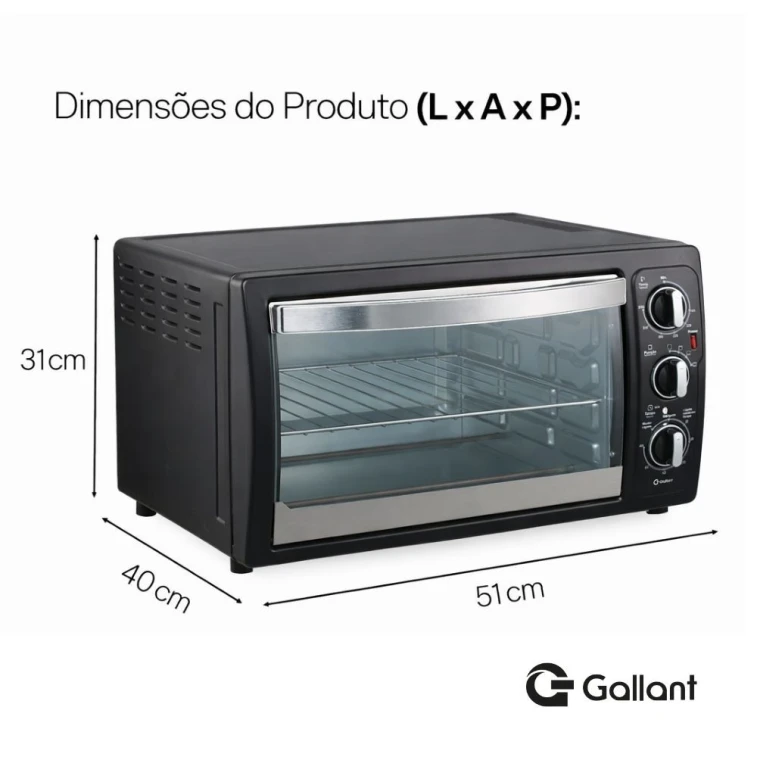 Forno Eletrico De Bancada Gallant Preto 42L 127V - (GFO42EM2A)