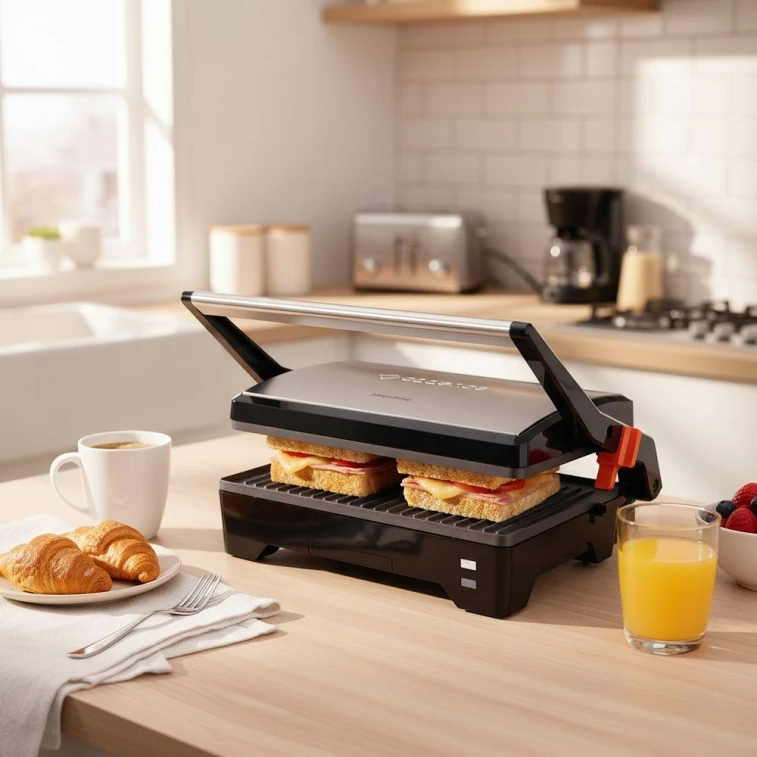 Grill Elétrico GRL621-127 Chapa Firme Inox 1600W Preto para Sanduíches e Carnes 110V