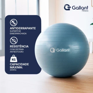 Bola de Pilates 55cm Yoga e Abdominal Com Bomba Gallant (GBP55AECBA-AZ)