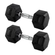 Par Halteres 6kg + 6kg Dumbbell Sextavado Emborrachado Pegada Cromada Gallant (GDB06F3B-PT)