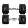 Par Halteres 6kg + 6kg Dumbbell Sextavado Emborrachado Pegada Cromada Gallant (GDB06F3B-PT)