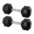 Par Halter 8kg + 8kg Dumbbell Sextavado Emborrachado Pegada Cromada Gallant (GDB08F3B-PT)