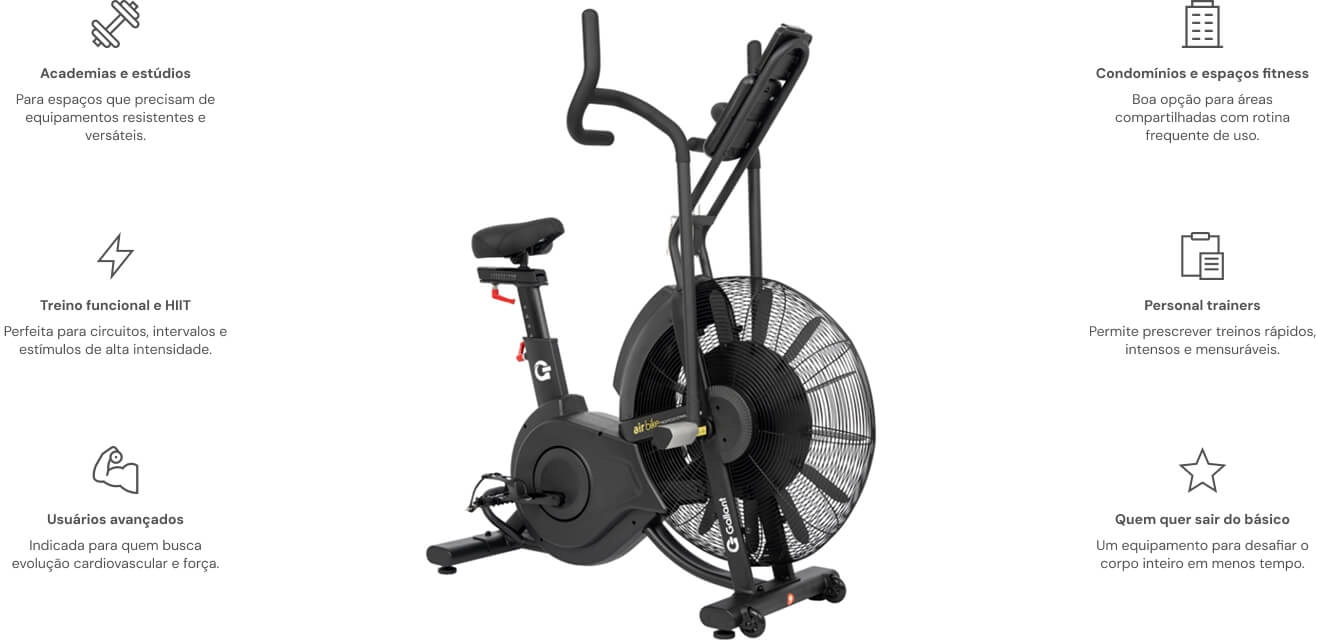 Air Bike Gallant Professional com indicações de uso