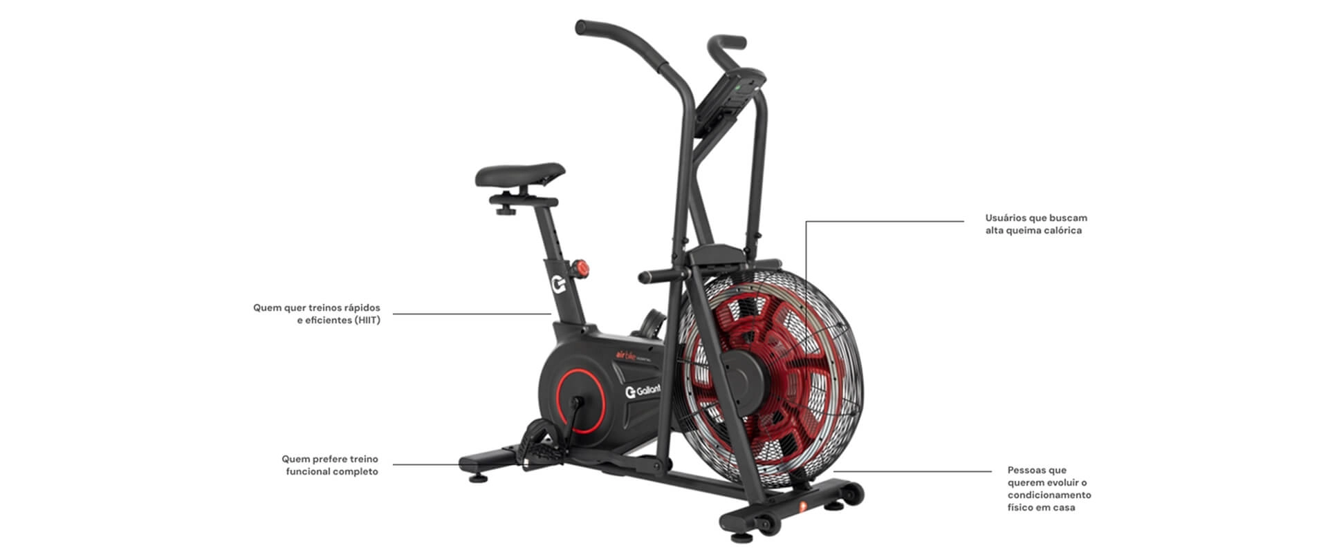 Air Bike Essential Gallant com indicações de uso